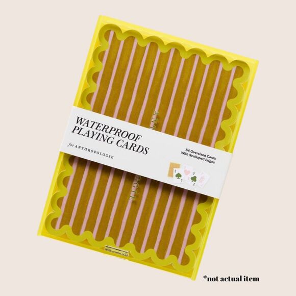 ♣️ ANTHRO OVERSIZED JUMBO SCALLOP EDGE PLAYING CARDS STRIPED WATERPROOF NWT - Picture 2 of 6